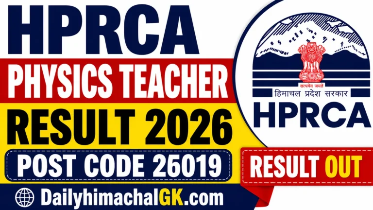 HPRCA Physics Teacher Result 2026 Out | 203 Candidates Shortlisted for Document Verification
