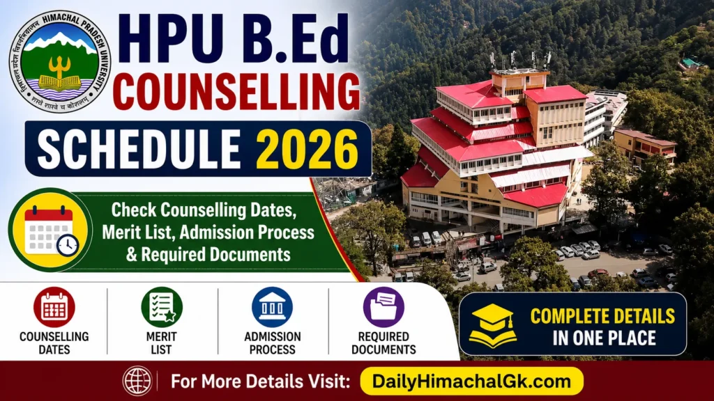 HPU B.Ed Counselling Schedule 2026 Check Counselling Dates, Merit List, Admission Process & Required Documents