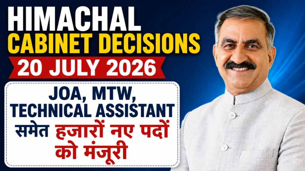Himachal Cabinet Decisions 20 July 2026