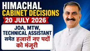 Himachal Cabinet Decisions 20 July 2026