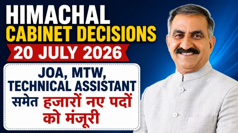 Himachal Cabinet Decisions 20 July 2026