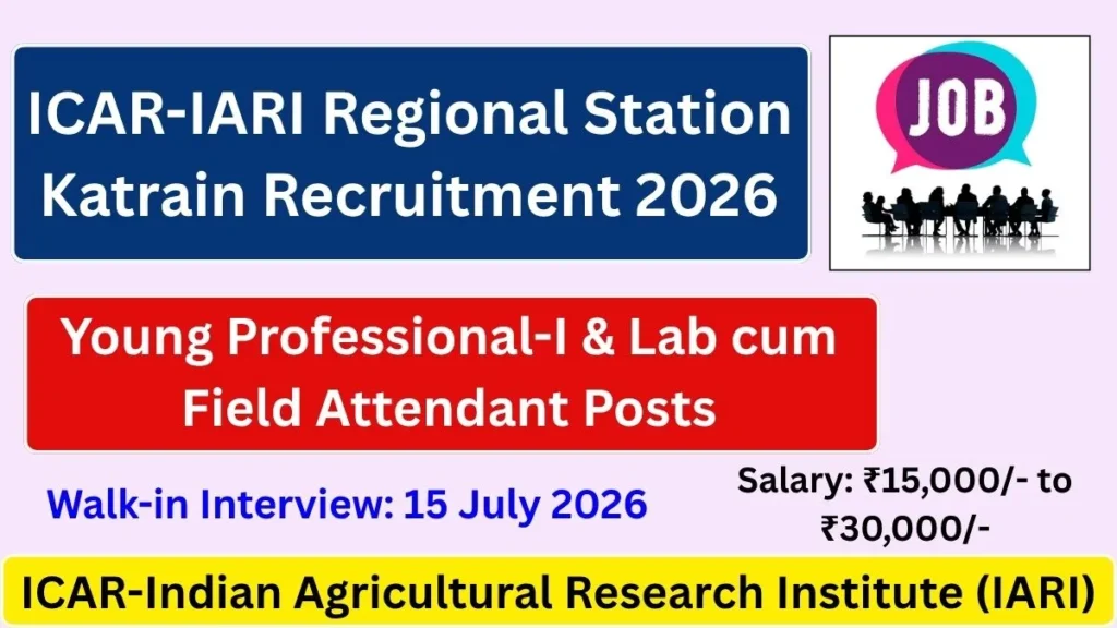 ICAR-IARI Regional Station Katrain Recruitment 2026