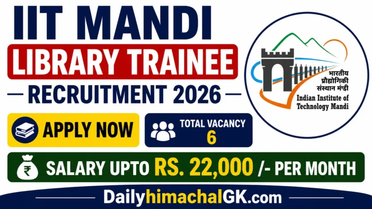 IIT Mandi Library Trainee Recruitment 2026 Apply Now, Salary Upto Rs. 22,000 - per month