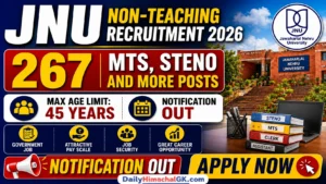 JNU Non Teaching Recruitment 2026 Apply Now for 267 MTS, Steno and More Posts
