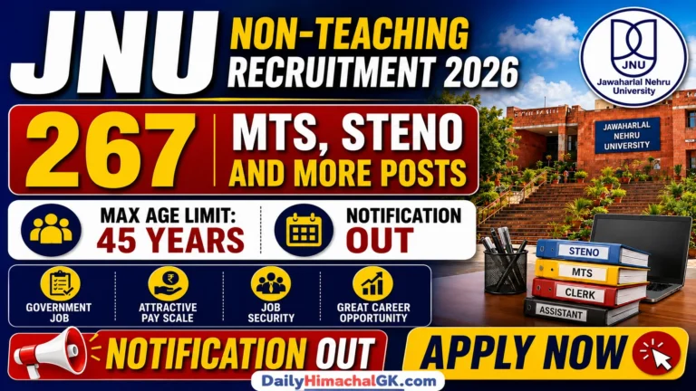 JNU Non Teaching Recruitment 2026 Apply Now for 267 MTS, Steno and More Posts