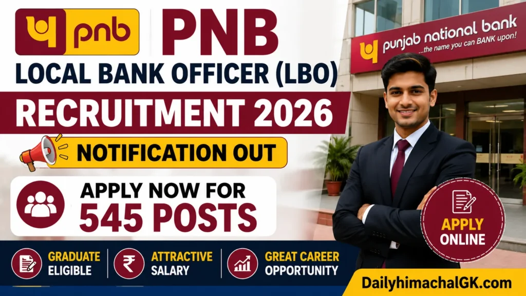PNB Local Bank Officer (LBO) Recruitment 2026 Notification Out Apply Now for 545 Posts