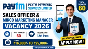 Paytm Payments Services Ltd Sales Officer & Mirco Marketing Manager Vacancy 2026