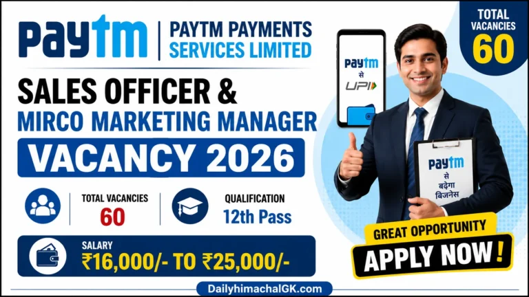 Paytm Payments Services Ltd Sales Officer & Mirco Marketing Manager Vacancy 2026