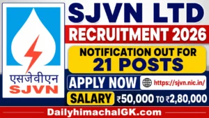 SJVN Ltd Recruitment 2026 Notification Out for 21 Posts, Apply Now
