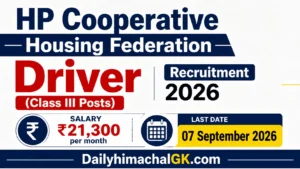 HP Cooperative Housing Federation Driver Recruitment 2026