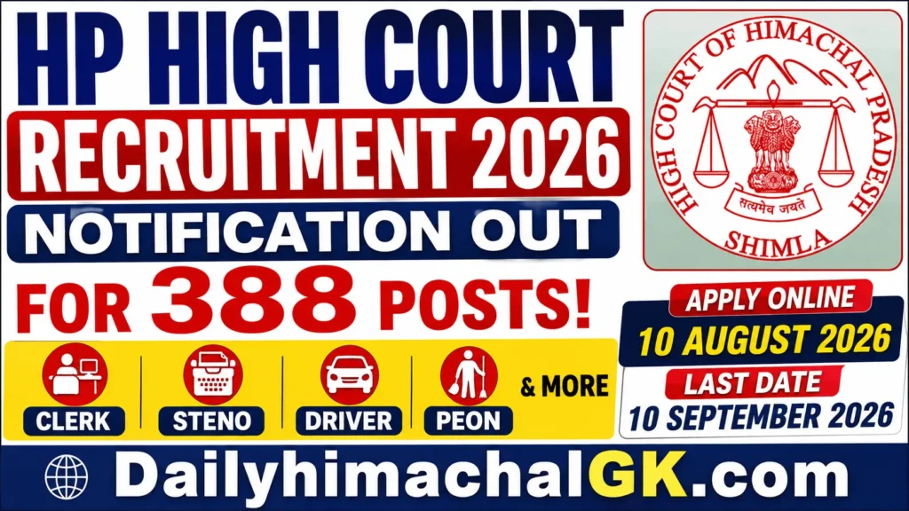 HP High Court Recruitment 2026 Notification Out for 388 Posts, Apply Online