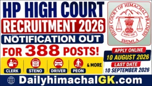HP High Court Recruitment 2026 Notification Out for 388 Posts, Apply Online