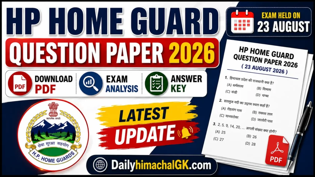 HP Home Guard Question Paper 2026