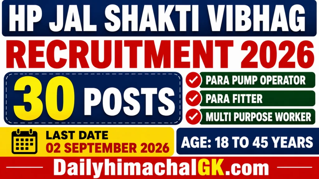 HP Jal Shakti Vibhag Amb Recruitment 2026 – 30 Posts, Eligibility, Salary & Apply
