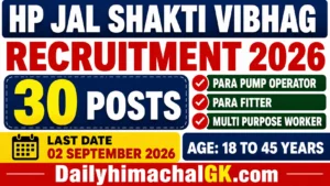 HP Jal Shakti Vibhag Amb Recruitment 2026 – 30 Posts, Eligibility, Salary & Apply