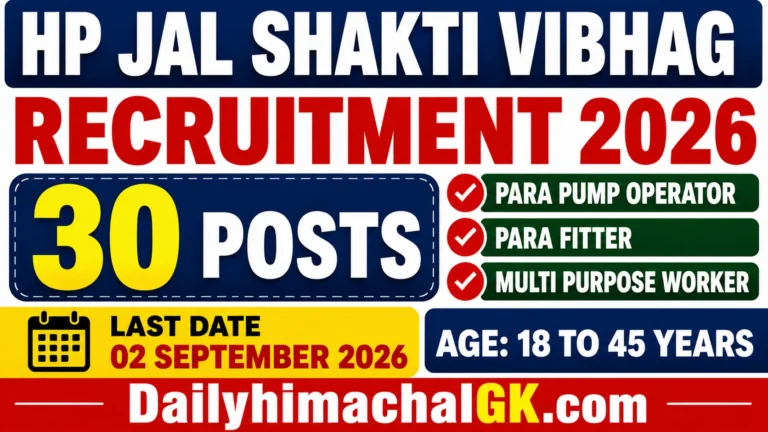 HP Jal Shakti Vibhag Amb Recruitment 2026 – 30 Posts, Eligibility, Salary & Apply
