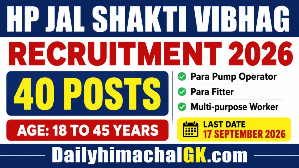 HP Jal Shakti Vibhag Ghumarwin Recruitment 2026 – 40 Posts, Eligibility, Salary & Application Form