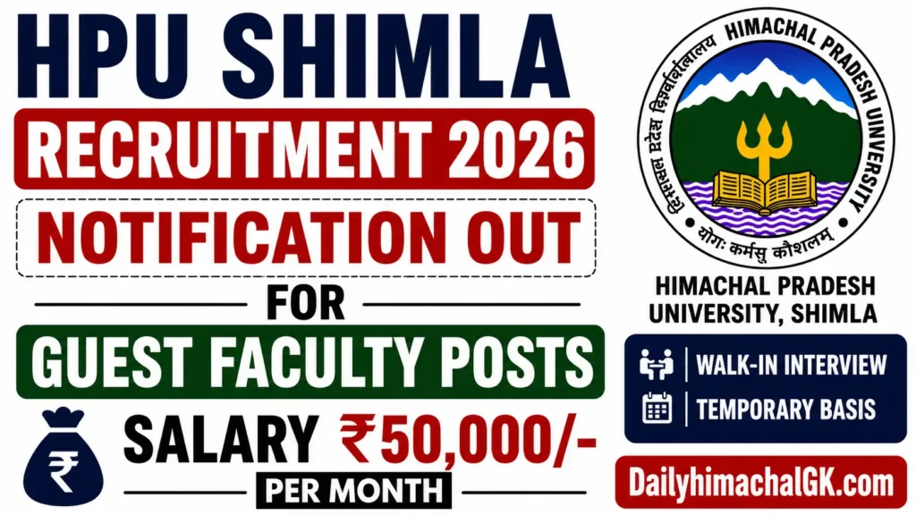 HPU Shimla Recruitment 2026 Notification out for Guest Faculty Posts