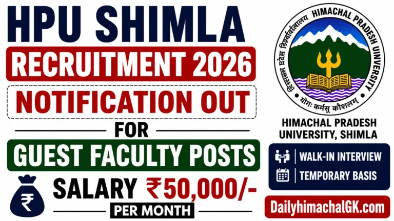 HPU Shimla Recruitment 2026 Notification out for Guest Faculty Posts