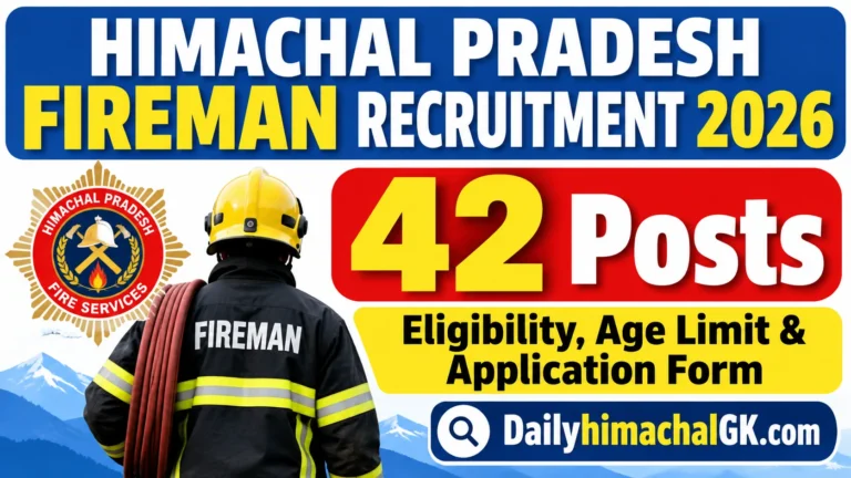 Himachal Pradesh Fireman Recruitment 2026 – 42 Posts, Eligibility, Age Limit & Application Form