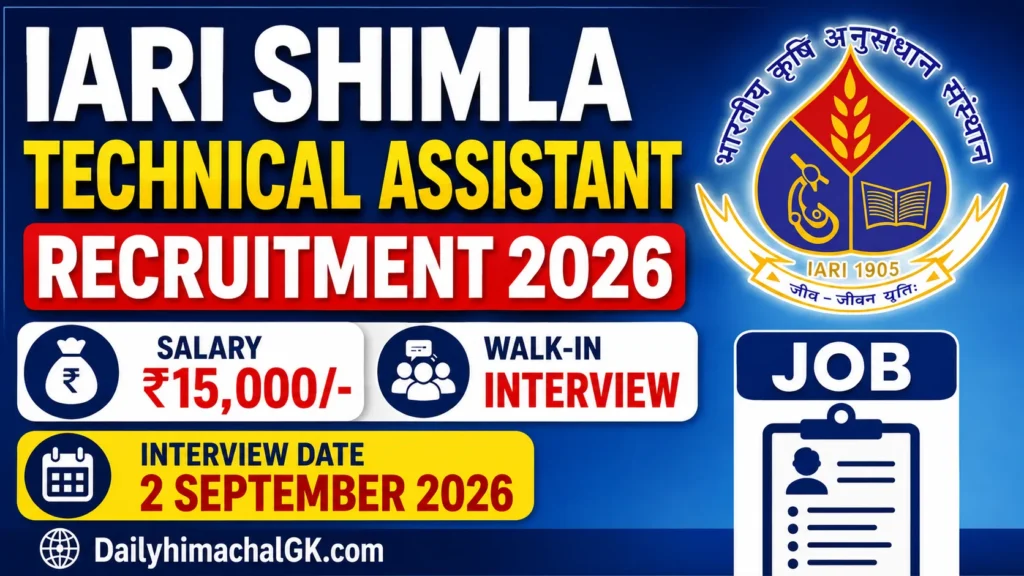 IARI Shimla Technical Assistant Recruitment 2026