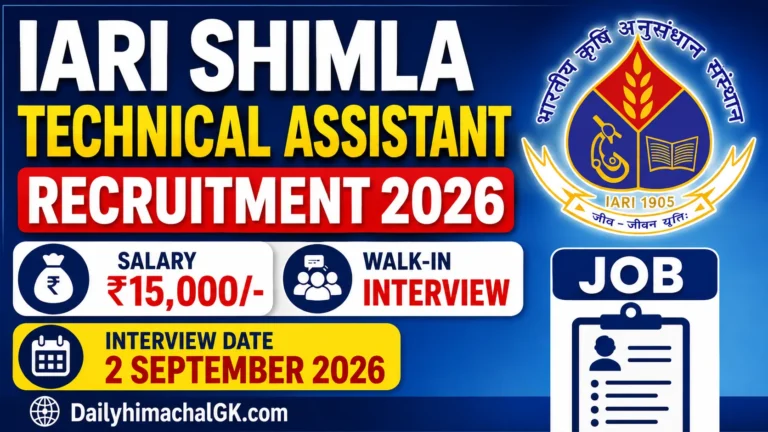 IARI Shimla Technical Assistant Recruitment 2026