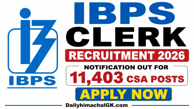 IBPS Clerk Recruitment 2026 Notification Out for 11,403 CSA Posts, Apply Now