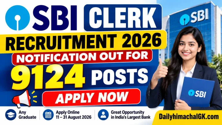 SBI Clerk Recruitment 2026 Notification Out for 9124 Posts, Apply Now
