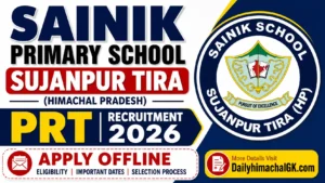 Sainik Primary School Sujanpur Tira PRT Recruitment 2026