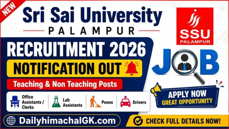 Sri Sai University Palampur Recruitment 2026 Notification Out for Teaching & Non Teaching Posts