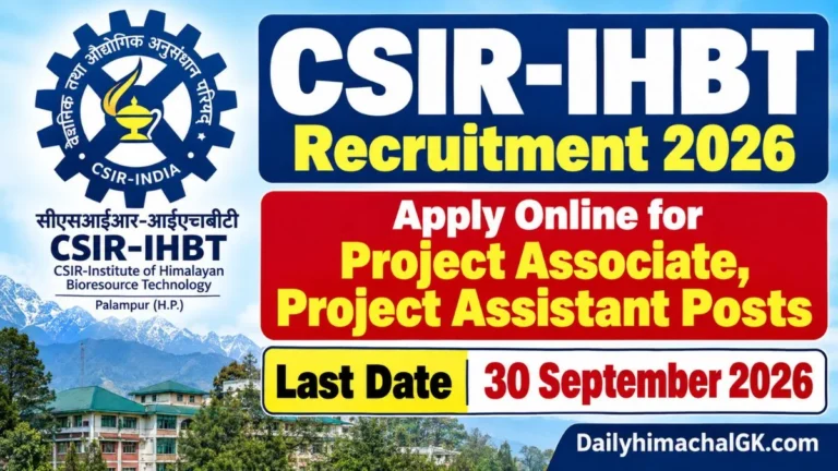 CSIR-IHBT Recruitment 2026