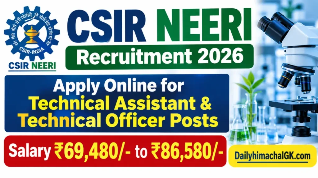 CSIR NEERI Recruitment 2026, Apply Online for Technical Assistant & Technical Officer Posts