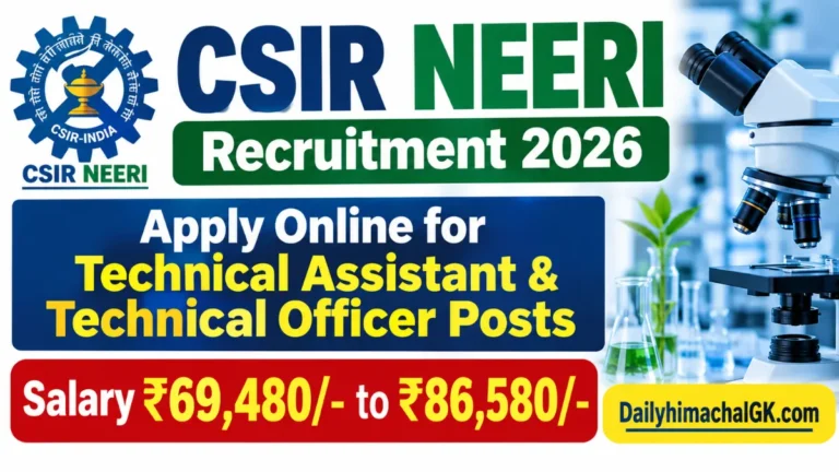 CSIR NEERI Recruitment 2026, Apply Online for Technical Assistant & Technical Officer Posts