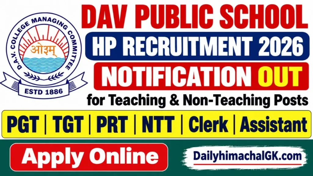 DAV Public School HP Recruitment 2026 Notification Out
