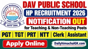 DAV Public School HP Recruitment 2026 Notification Out