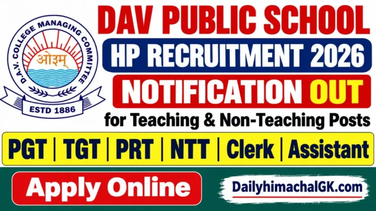 DAV Public School HP Recruitment 2026 Notification Out