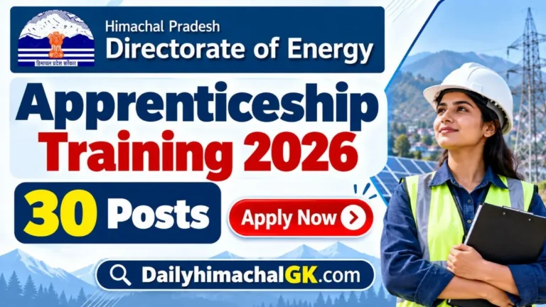 Directorate of Energy Himachal Pradesh Apprentice Training 2026 Apply now for 30 Posts
