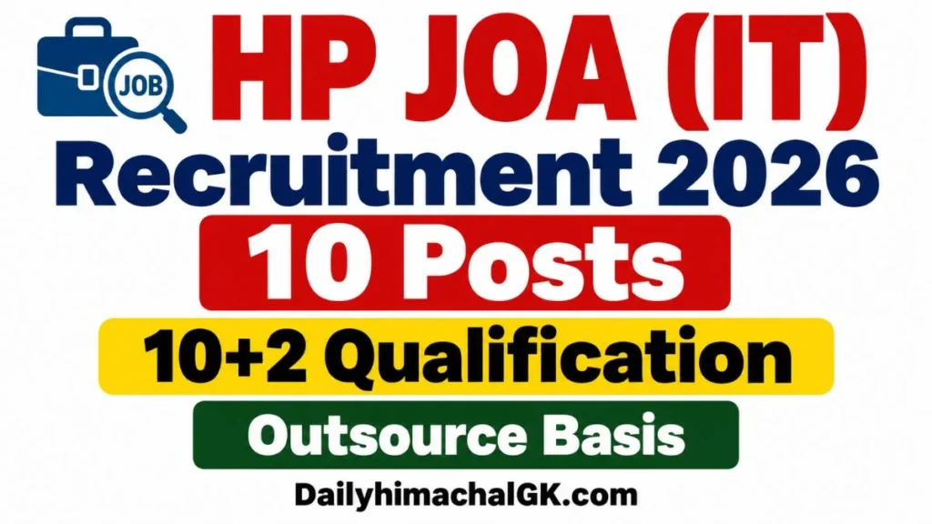 HP JOA (IT) Recruitment 2026 (10 Posts) 10+2 Qualification, Outsource Basis