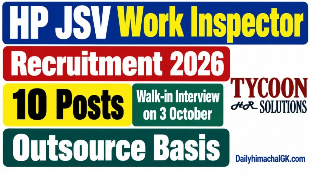 HP JSV Work Inspector Recruitment 2026