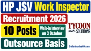 HP JSV Work Inspector Recruitment 2026