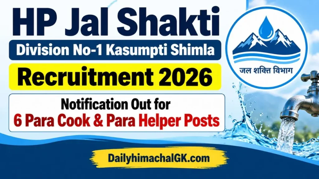 HP Jal Shakti Division No-1 Kasumpti Shimla Recruitment 2026