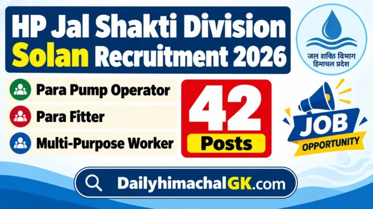 HP Jal Shakti Division Solan Recruitment 2026 Notification out for 42 Posts