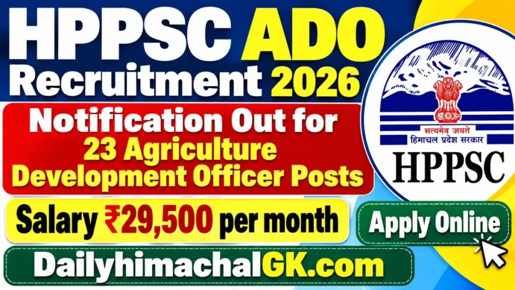 HPPSC ADO Recruitment 2026 Notification Out for 23 Agriculture Development Officer Posts, Apply Online