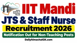 IIT Mandi JTS & Staff Nurse Recruitment 2026 Notification Out, Apply Online