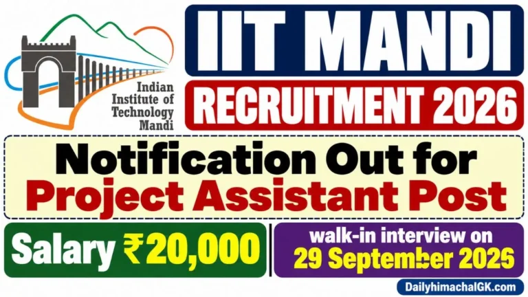 IIT Mandi Project Assistant Recruitment 2026