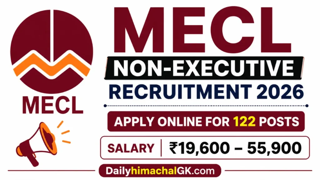 MECL Non-Executive Recruitment 2026: Apply Online for 122 Posts, Check Eligibility, Salary & Last Date