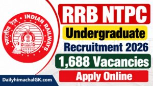 RRB NTPC Undergraduate Recruitment 2026 1,688 Vacancies, Apply Online from 15 October