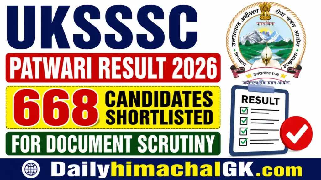 UKSSSC Patwari Result 2026 Out Download Result Pdf