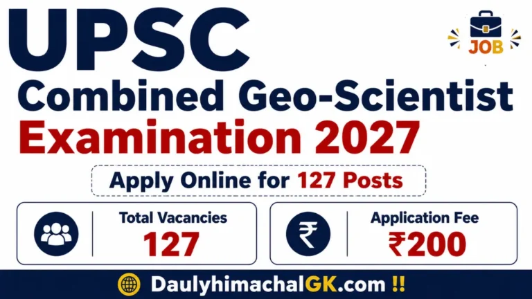 UPSC Combined Geo-Scientist Examination 2027