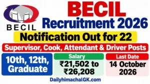BECIL Recruitment 2026, Notification Out for 22 Supervisor, Cook, Attendant & Driver Posts
